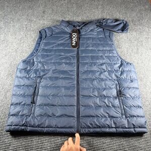 Heatkeep Mens XXL Ultra Light Down Puffer Vest Blue Heather Hooded Full Zip 4371